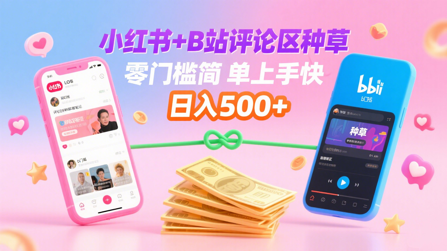 小红书+B站评论区种草，0门槛1分钟一单，只需复制粘贴，日入500+-91搞钱