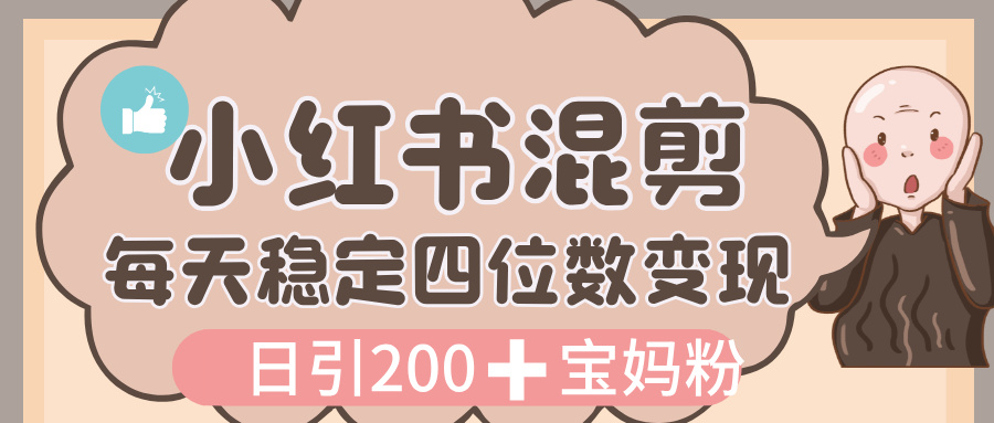 价值 3980 的小红书混剪， 虚拟变现，日引 200+宝妈创业粉，每天稳定四位数变现-91搞钱