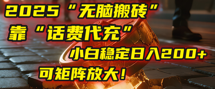 无脑搬砖项目：靠“话费代充”，小白稳定日入200+，可矩阵放大！-91搞钱