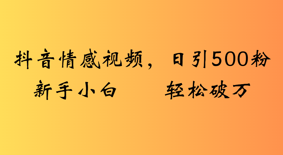 抖音情感视频，日引500粉新手小白轻松破万-91搞钱