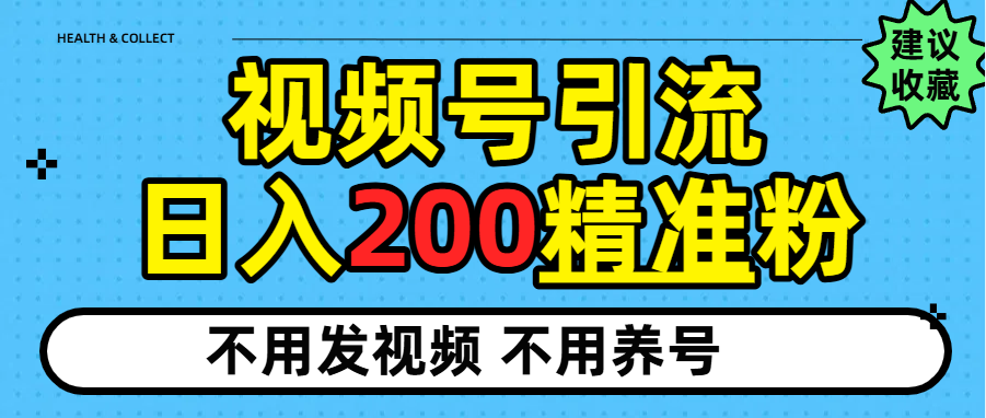 视频号独家日引200+精准粉-91搞钱