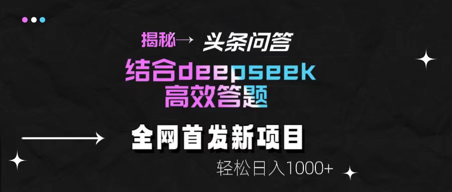 头条问答新玩法！结合deepseek高效答题，轻松日入1000+【揭秘】-91搞钱