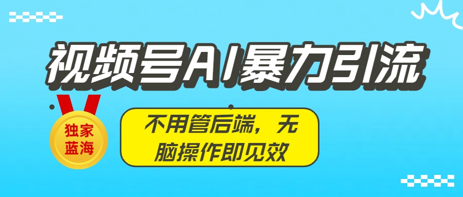 独家蓝海！视频号AI暴力引流：不用管后端，无脑操作即见效-91搞钱