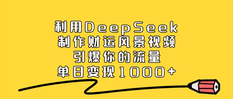 利用DeepSeek制作财运风景视频,引爆视频流量,单日变现1000+-91搞钱