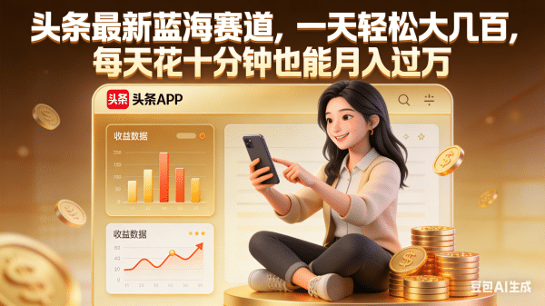 头条最新蓝海赛道，一天轻松大几百，每天花十分钟也能月入过万-91搞钱