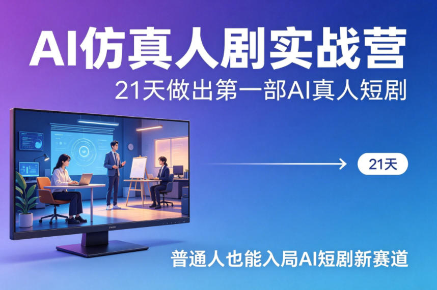 AI仿真人剧实战营，21天做出第一部AI真人短剧，普通人也能入局AI短剧新赛道-91搞钱