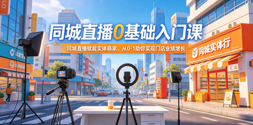 同城直播0基础入门课，同城直播赋能实体商家，从0-1助你实现门店业绩增长-91搞钱