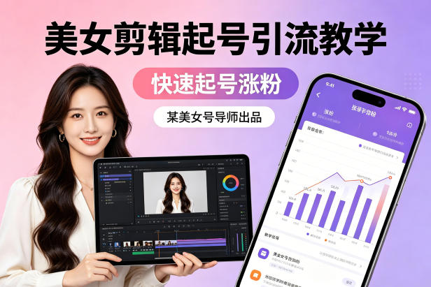 某美女号导师出品：美女剪辑起号引流教学，快速起号涨粉-91搞钱