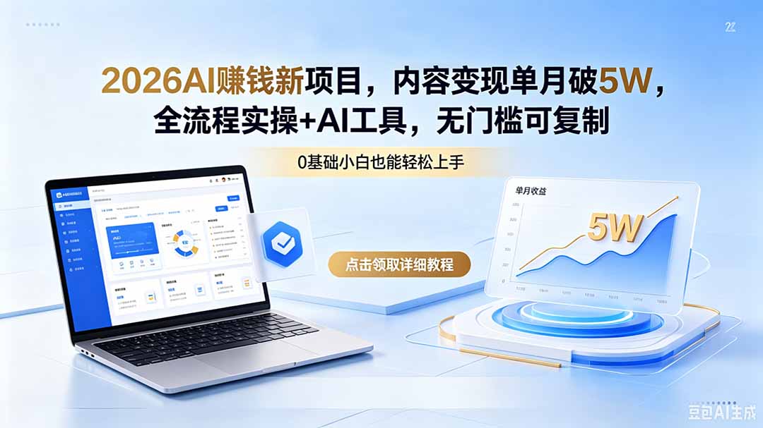 2026AI赚钱新项目，内容变现单月破5W，全流程实操+AI工具，无门槛可复制-91搞钱