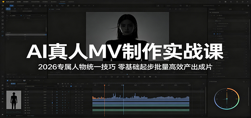 AI真人MV制作实战课：2026专属人物统一技巧，零基础起步批量高效产出成片-91搞钱