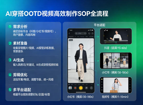 AI穿搭OOTD视频高效制作SOP全流程，适配抖音小红书视频号全平台-91搞钱