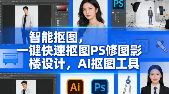 智能抠图，一键快速抠图PS修图影楼设计，AI抠图工具-91搞钱