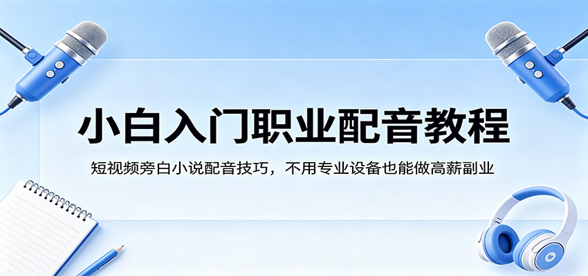 小白入门职业配音教程，短视频旁白小说配音技巧，不用专业设备也能做高薪副业-91搞钱