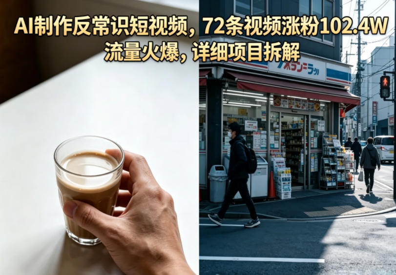 AI制作反常识短视频，72条视频涨粉102.4W，流量火爆，详细项目拆解-91搞钱