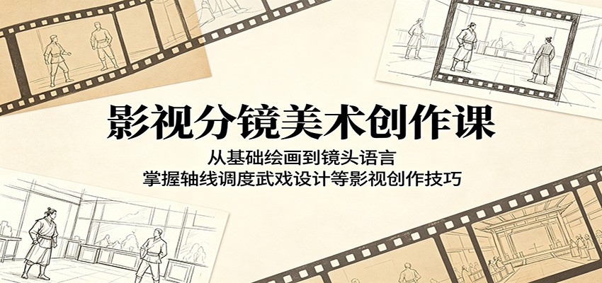 影视分镜美术创作课：从基础绘画到镜头语言，掌握轴线调度武戏设计等影视创作技巧-91搞钱