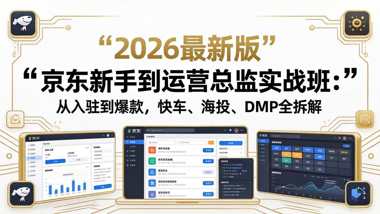 京东新手到运营总监实战班：从入驻到爆款，快车、海投、DMP全拆解，2026最新版-91搞钱