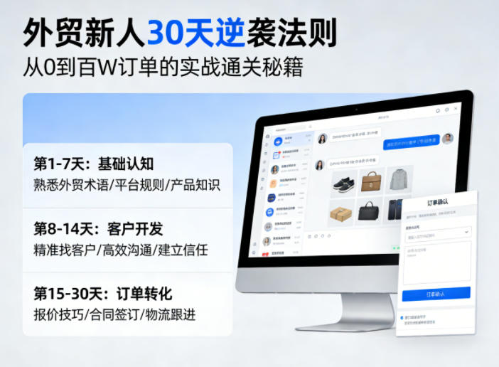 外贸新人30天逆袭法则，教你从0到百W订单的实战通关秘籍-91搞钱