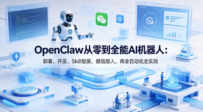 OpenClaw从零到全能AI机器人：部署、开发、Skill组装、微信接入、商业自动化全实战-91搞钱
