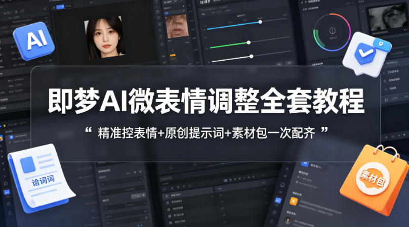 即梦AI微表情调整全套教程，精准控表情+原创提示词+素材包一次配齐-91搞钱