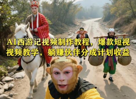 AI西游记视频制作教程，爆款短视频教学，躺賺伙伴分成计划收益-91搞钱