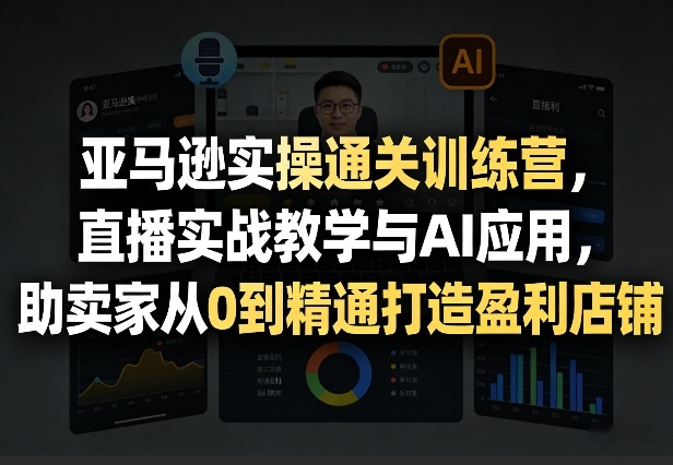 亚马逊实操通关训练营，直播实战教学与AI应用，助卖家从0到精通打造盈利店铺(更新4月17日)-91搞钱