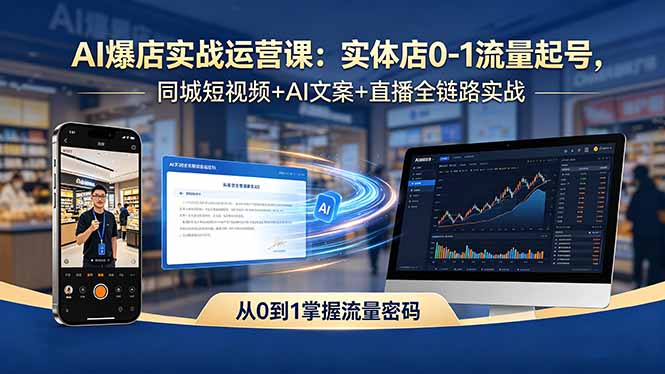 AI爆店实战运营课:实体店0-1流量起号,同城短视频+AI文案+直播全链路实战-91搞钱