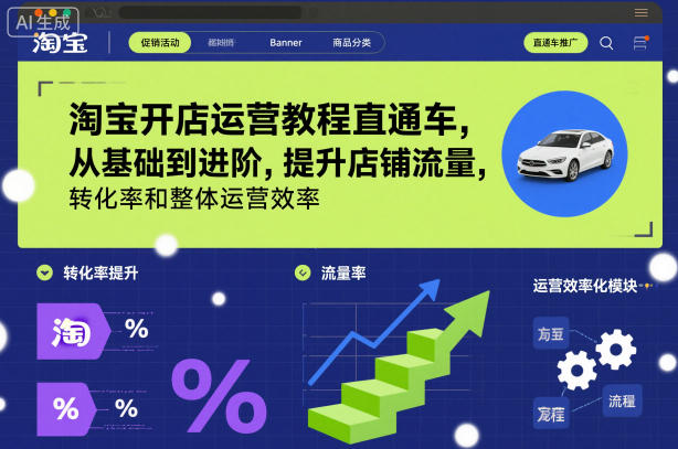 淘宝开店运营教程直通车，从基础到进阶，提升店铺流量，转化率和整体运营效率(更新26年3月24日)-91搞钱