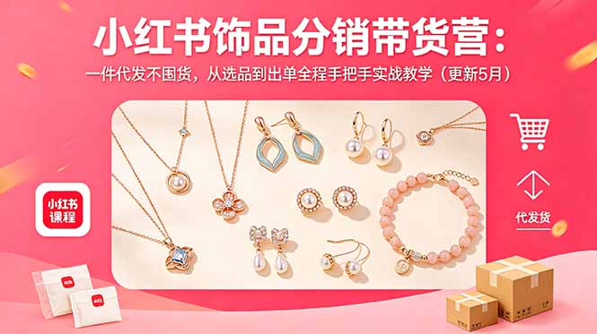 小红书饰品分销带货营：一件代发不囤货，从选品到出单全程手把手实战教学(更新5月-91搞钱