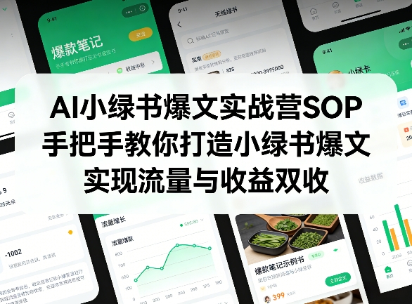 AI小绿书爆文实战营SOP,手把手教你打造小绿书爆文,实现流量与收益双收-91搞钱