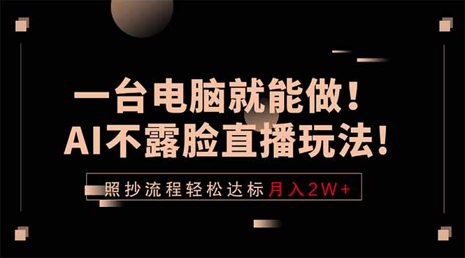 一台电脑就能做！AI不露脸直播玩法，照抄流程轻松达标月入2W+-91搞钱