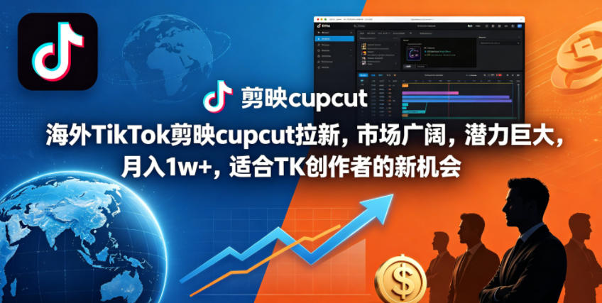 海外TikTok剪映cupcut拉新,市场广阔,潜力巨大,月入1w+,适合TK创作者的新机会-91搞钱