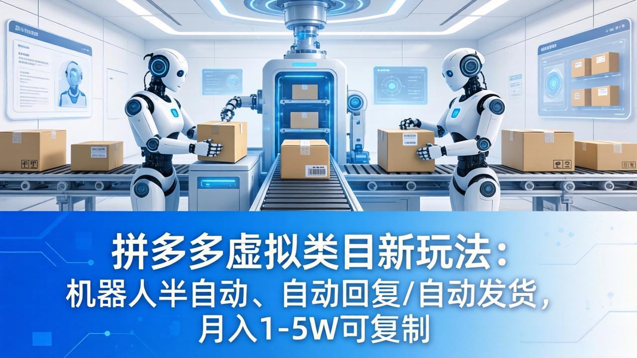 拼多多虚拟类目新玩法：机器人半自动、自动回复 /自动发货，月入 1-5W 可复制-91搞钱