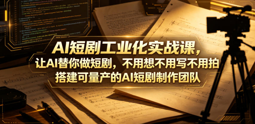 AI短剧工业化实战课，让AI替你做短剧，不用想不用写不用拍，搭建可量产的AI短剧制作团队-91搞钱