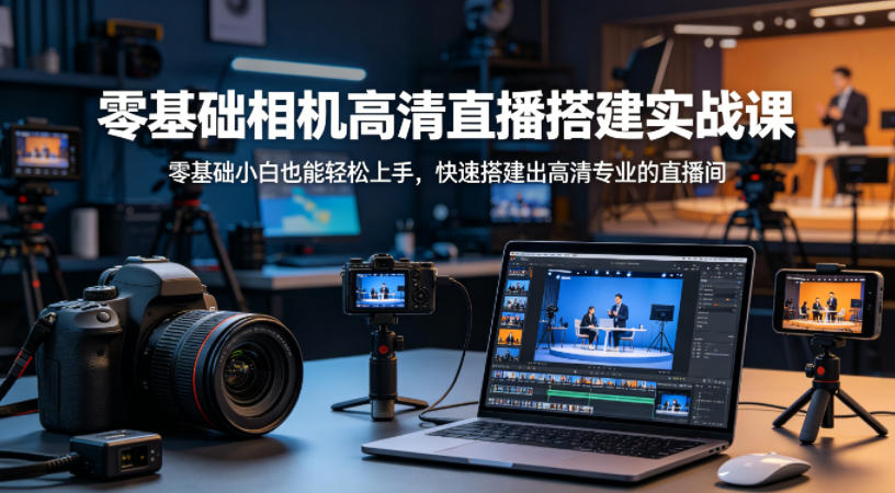 零基础相机高清直播间搭建实战课，小白也能轻松上手，快速搭建出高清专业的直播间-91搞钱