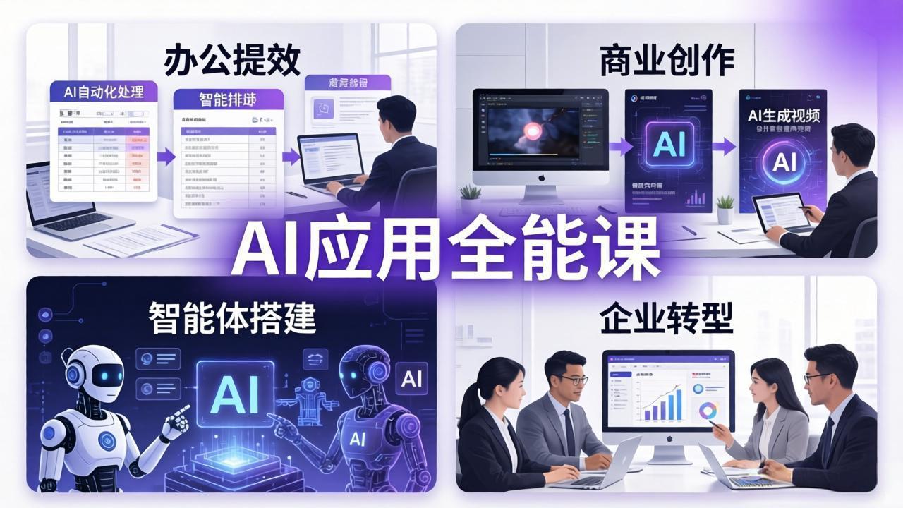 AIGC 应用全能课：办公提效、商业创作、智能体搭建、企业转型，一站式学会AI应用-91搞钱