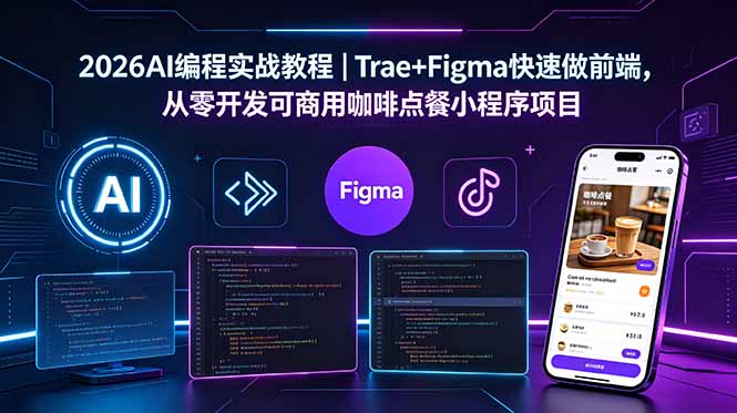 2026AI编程实战教程｜Trae+Figma快速做前端，从零开发可商用咖啡点餐小程序项目-91搞钱