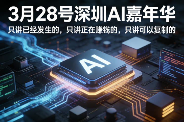 3月28号深圳AI嘉年华，只讲已经发生的，只讲正在賺钱的，只讲可以复制的-91搞钱