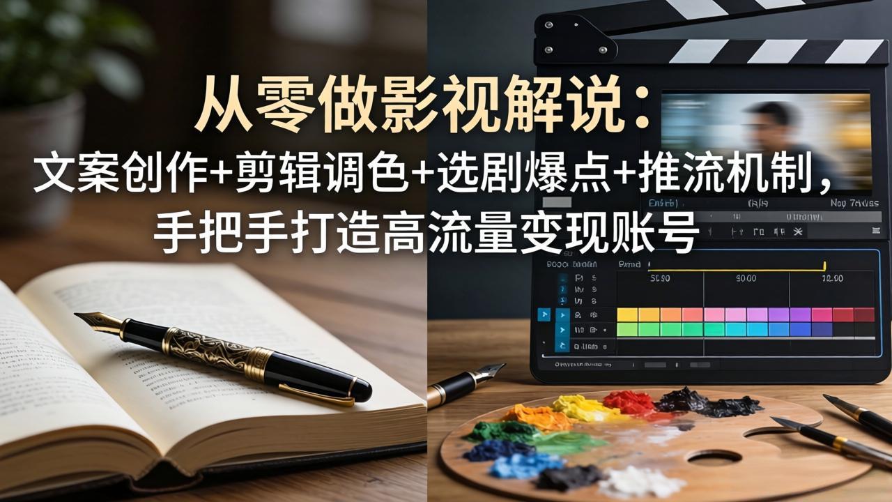 从零做影视解说：文案创作+剪辑调色+选剧爆点+推流机制，手把手打造高流量变现账号-91搞钱