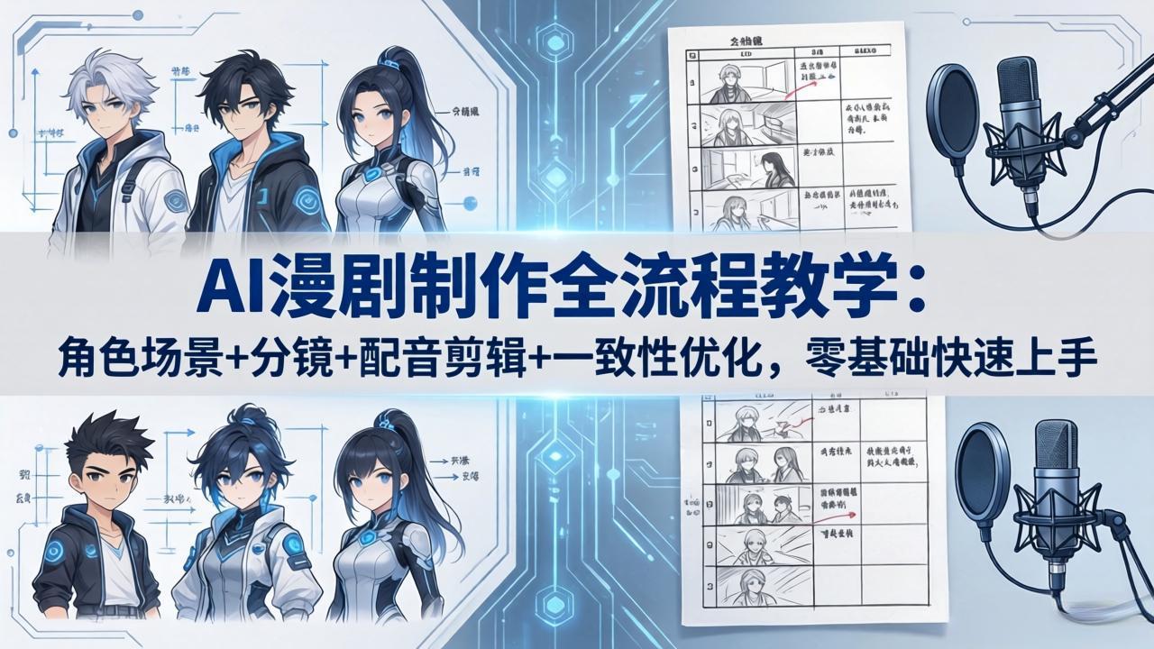 AI漫剧制作全流程教学：角色场景+分镜+配音剪辑+一致性优化，零基础快速上手-91搞钱
