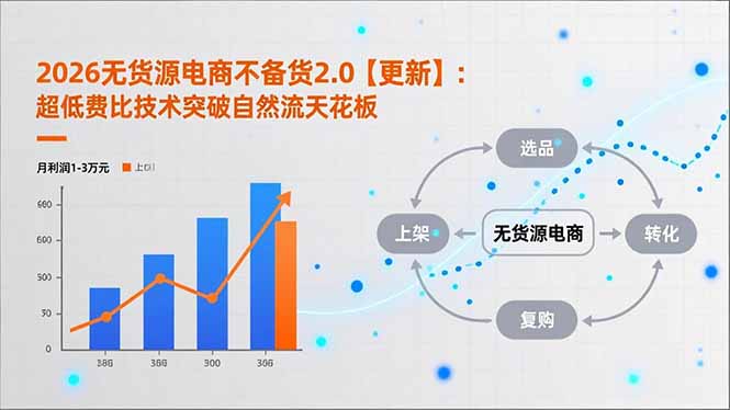 2026无货源电商不备货2.0【更新-4月】:超低费比技术突破自然流天花板,单店月利润1-3万元-91搞钱