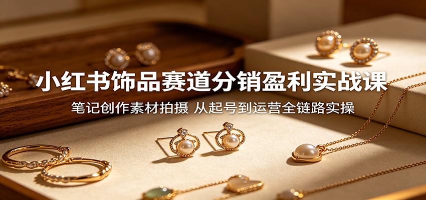 小红书饰品赛道分销盈利实战课:笔记创作素材拍摄,从起号到运营全链路实操-91搞钱