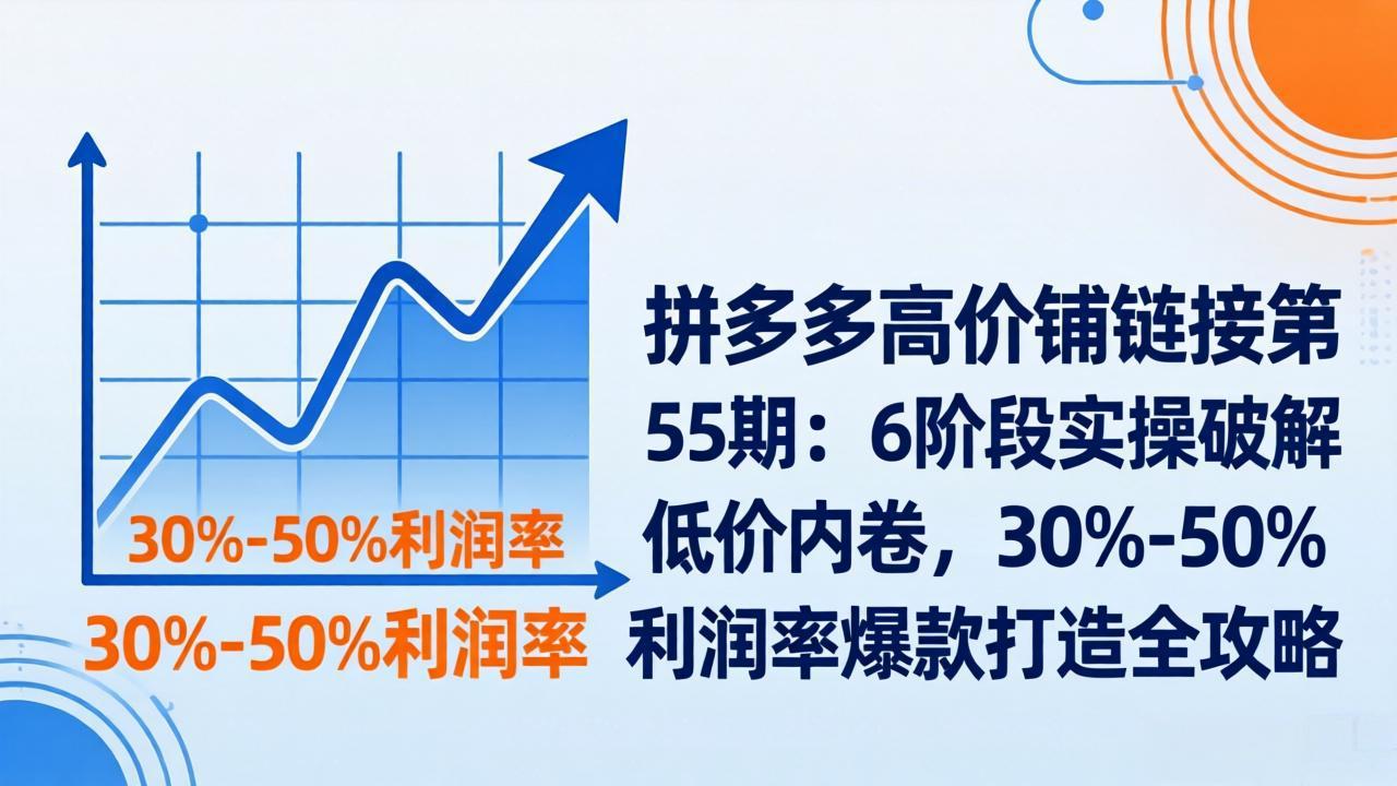 拼多多高价铺链接第55期:6阶段实操破解低价内卷,30%-50%利润率爆款打造全攻略-91搞钱
