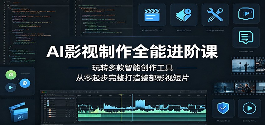 AI影视制作全能进阶课：玩转多款智能创作工具，从零起步完整打造整部影视短片-91搞钱