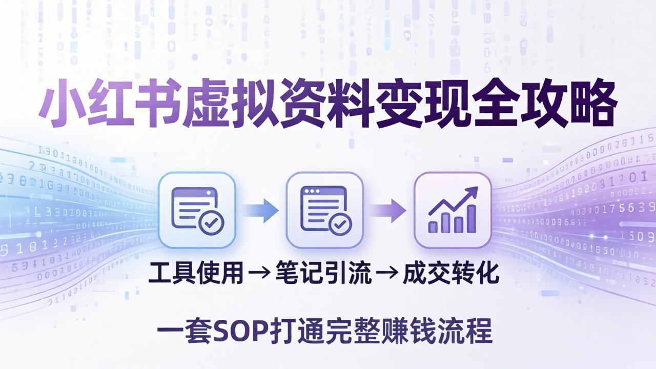 小红书虚拟资料变现全攻略:从工具使用到笔记引流成交,一套 SOP 打通完整赚钱流程-91搞钱