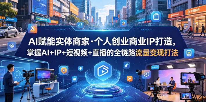 AI赋能实体商家·个人创业商业IP打造，掌握AI+IP+短视频+直播的全链路流量变现打法-91搞钱