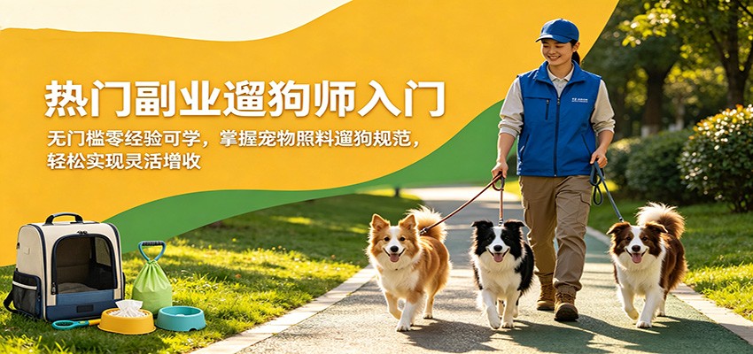 热门副业遛狗师入门，无门槛零经验可学，掌握宠物照料遛狗规范，轻松实现灵活增收-91搞钱