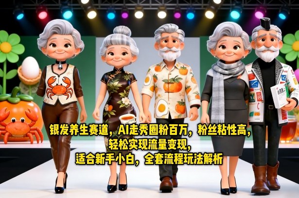 银发养生赛道,AI走秀圈粉百万,粉丝粘性高,轻松实现流量变现,适合新手小白,全套流程玩法解析-91搞钱