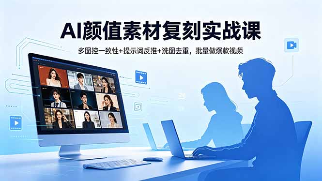 AI颜值素材复刻实战课，多图控一致性+提示词反推+洗图去重，批量做爆款视频-91搞钱