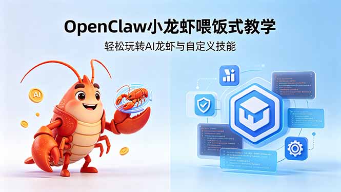 不用懂技术！OpenClaw小龙虾喂饭式教学，轻松玩转AI龙虾与自定义技能 (5月22更新-91搞钱