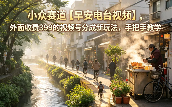 小众赛道【早安电台视频】，外面收费399的视频号分成新玩法，手把手教学-91搞钱